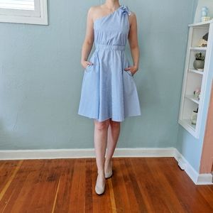 RALPH LAUREN| Blue & White Striped One Shoulder Dress (WITH POCKETS!) - SIZE 4